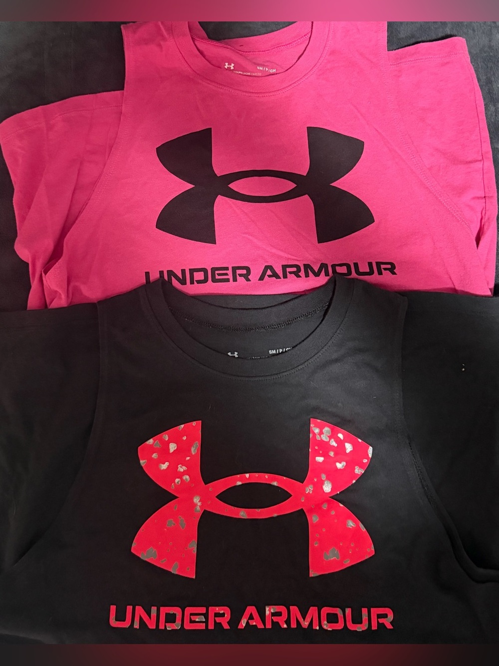 Under Armour Womans Pink & Black Logo Tank Tops Set